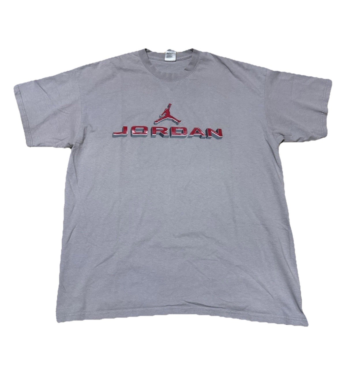 Vintage 2001 Nike Michael Jordan Air Jordan Red Spell-out Grey T-Shirt Size XL gallery