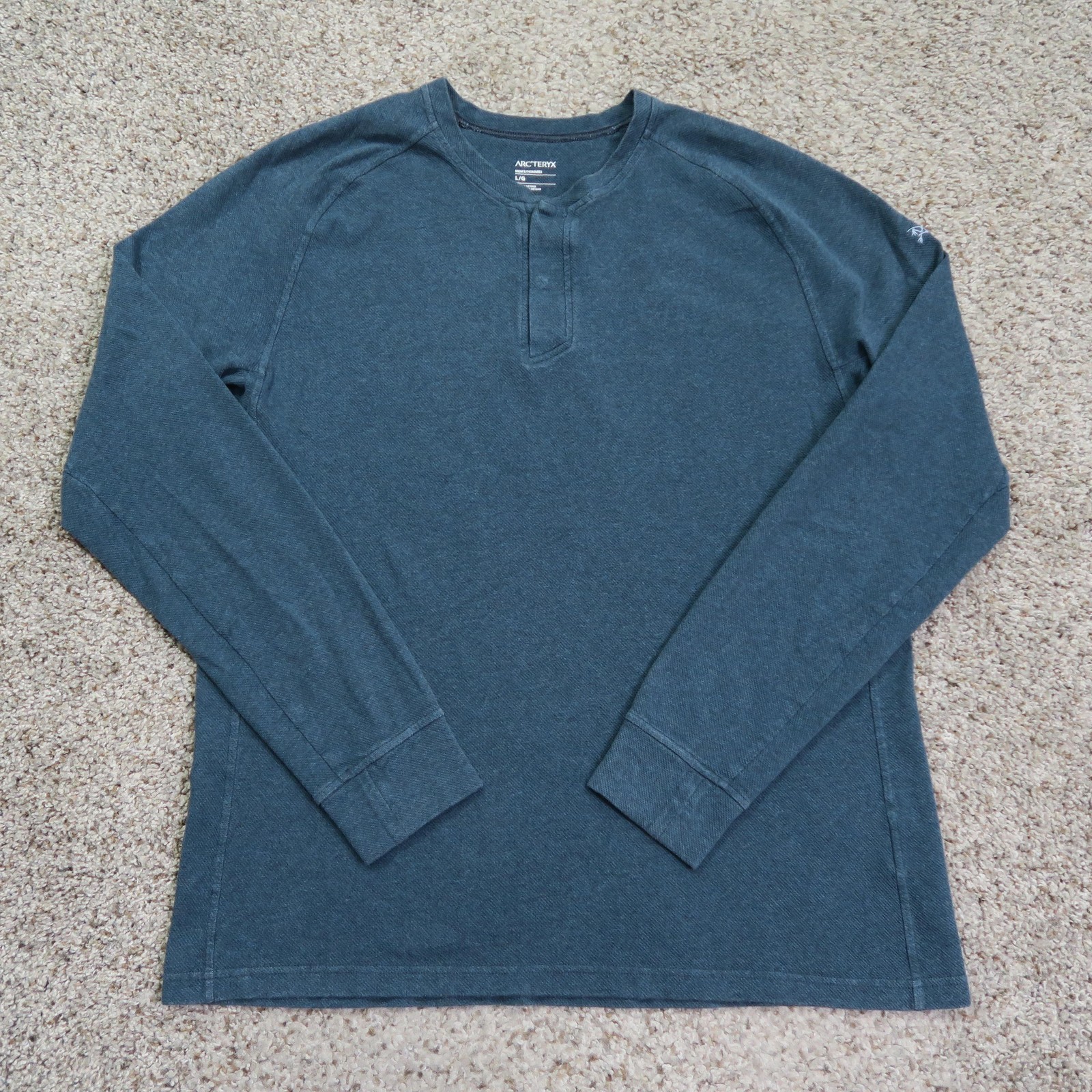 Arc’teryx Shirt Mens Large Blue Sirrus Henley Long Sleeve Thermal Knit Outdoor