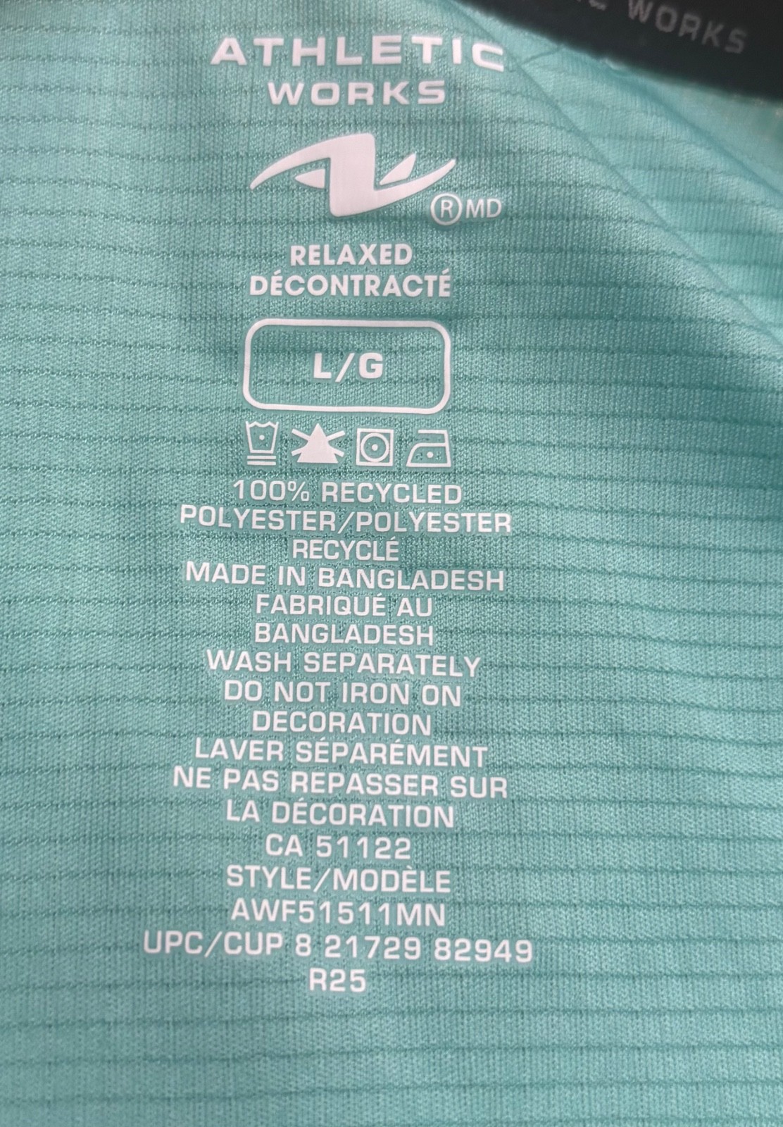 NEW Athletic Works Mens Dri-More T-Shirt Aqua Short Sleeve Size L Gym Workout gallery