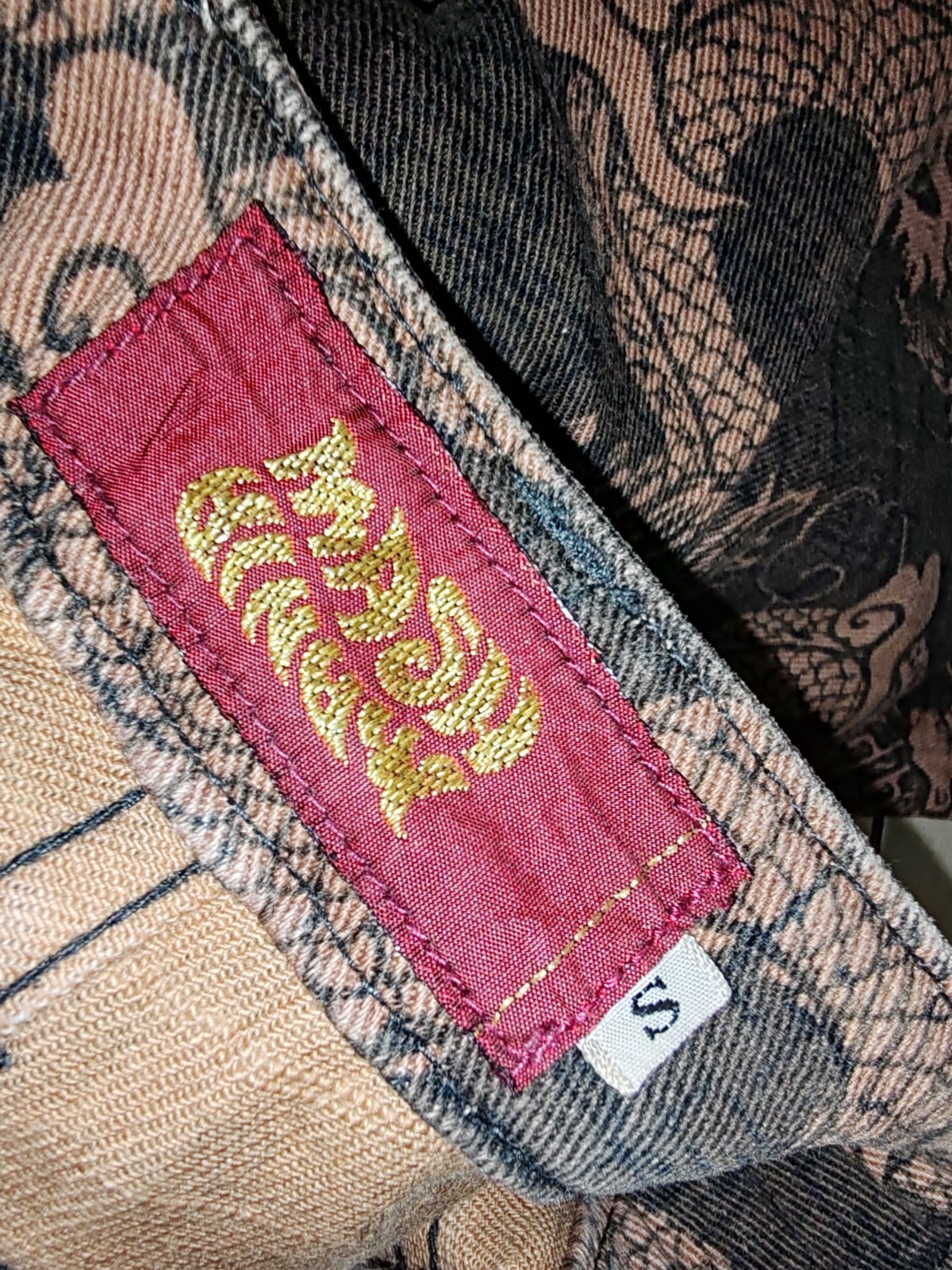 Vintage Mash Mash Dragon Allover Jeans Pants Flare Bootcut Trousers size 28 gallery