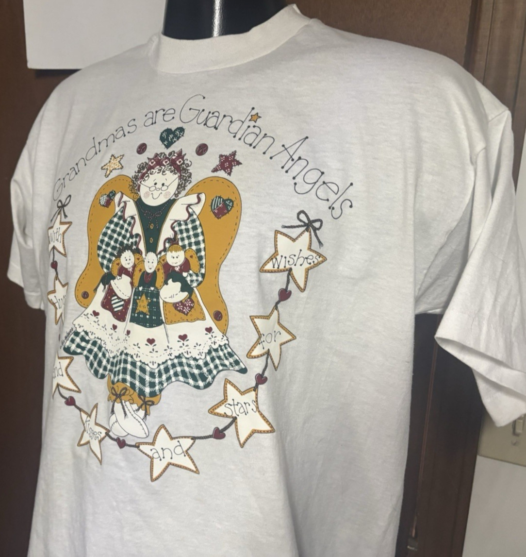 Vtg USA 90s Grandma Guardian Angels T Tee Shirt XL Granny-Core Fruit of The Loom gallery