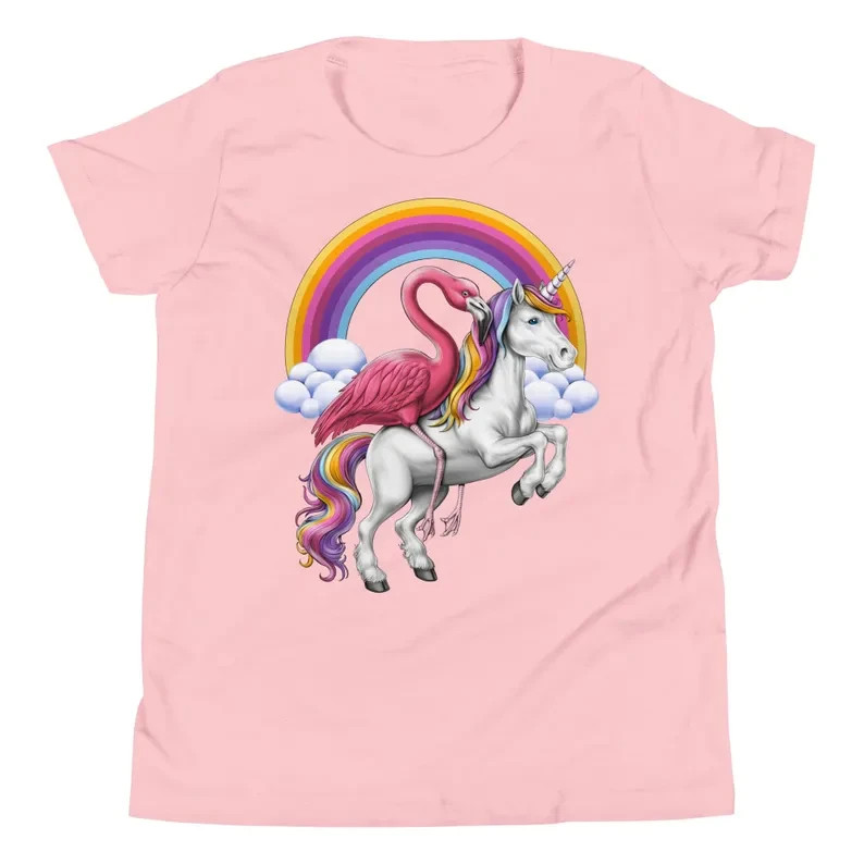 Flamingo Riding Unicorn T-Shirt, Magical Unicorn Rainbow Tee gallery