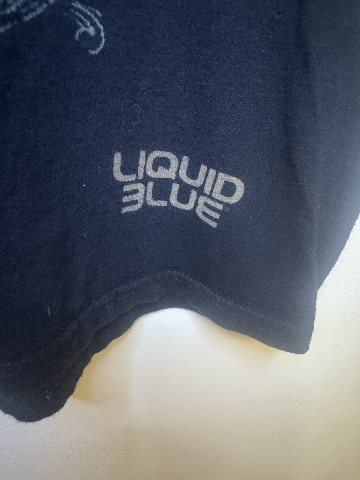 Vintage Liquid Blue Omnia Mors Aequat Skull T Shirt Large Gothic Occult Y2K AOP gallery