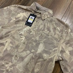Under Armour Dockside SS Novelty UPF 30 Button Shirt Beige Sand Camo Color Sz M