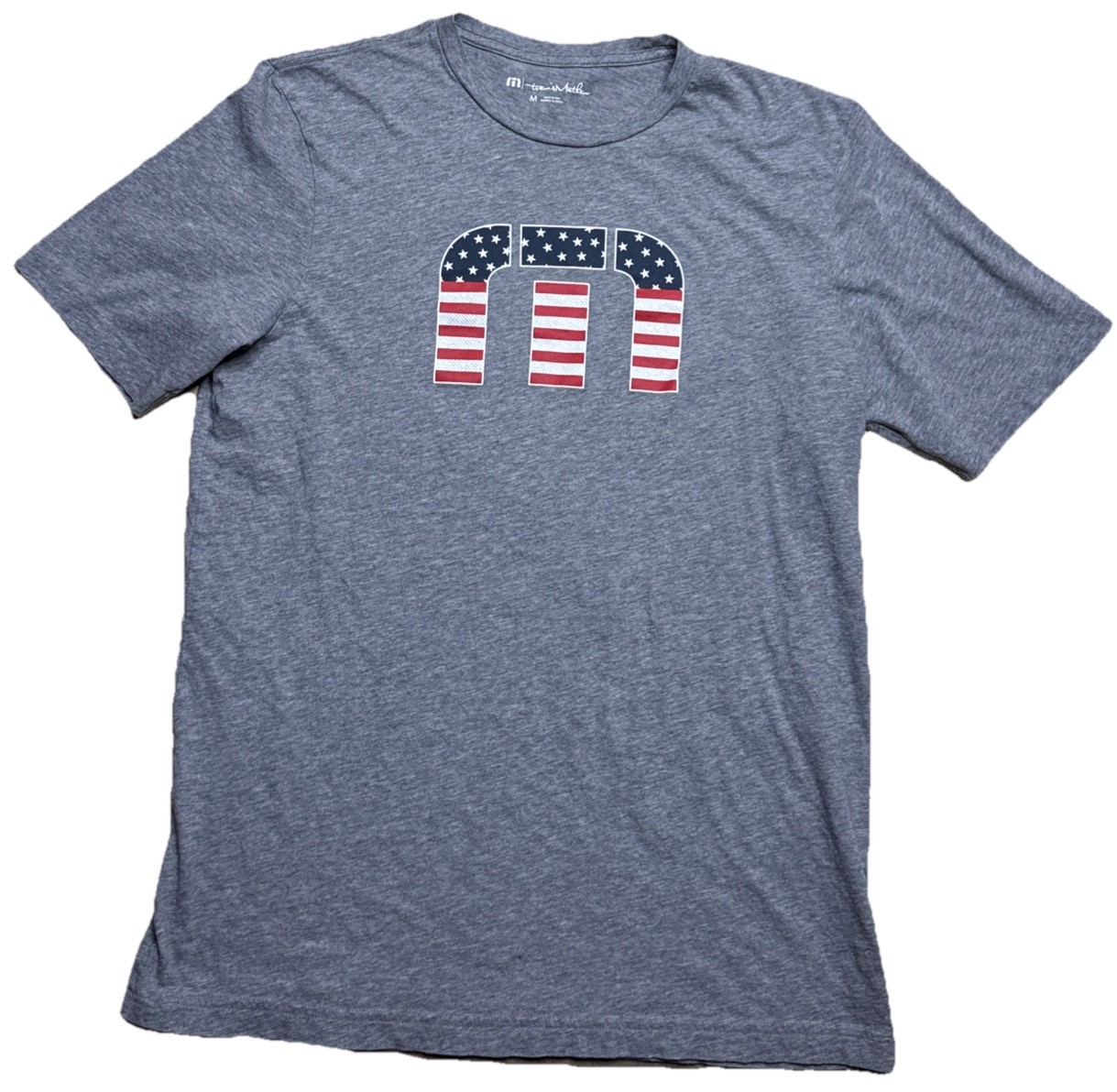Travis Mathew – USA Logo – Men’s Sz Medium – Gray Golf Shirt 4th of July