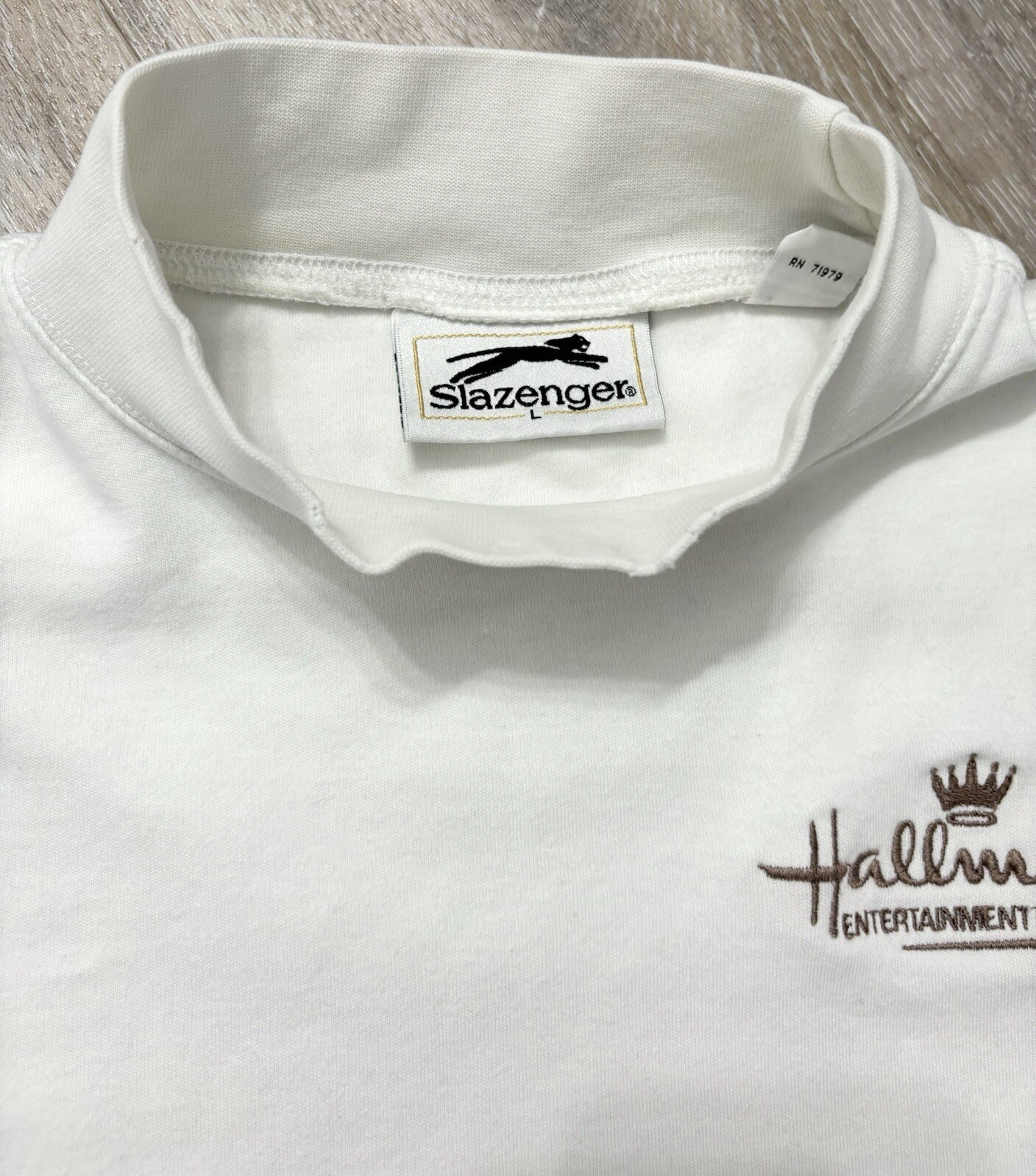 Vintage HALLMARK Long Sleeve Shirt Large Slazenger Cotton Spandex Mock Neck gallery