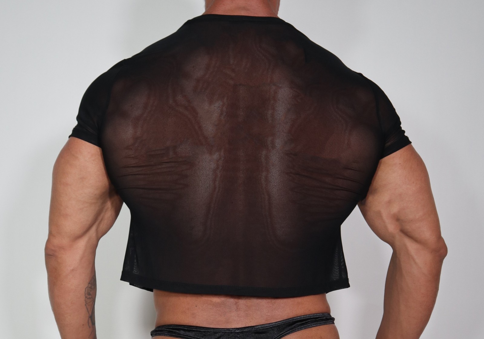 ADULT SHORT SLEEVE CROPPED SHEER SHIRT SIZE M/L gallery