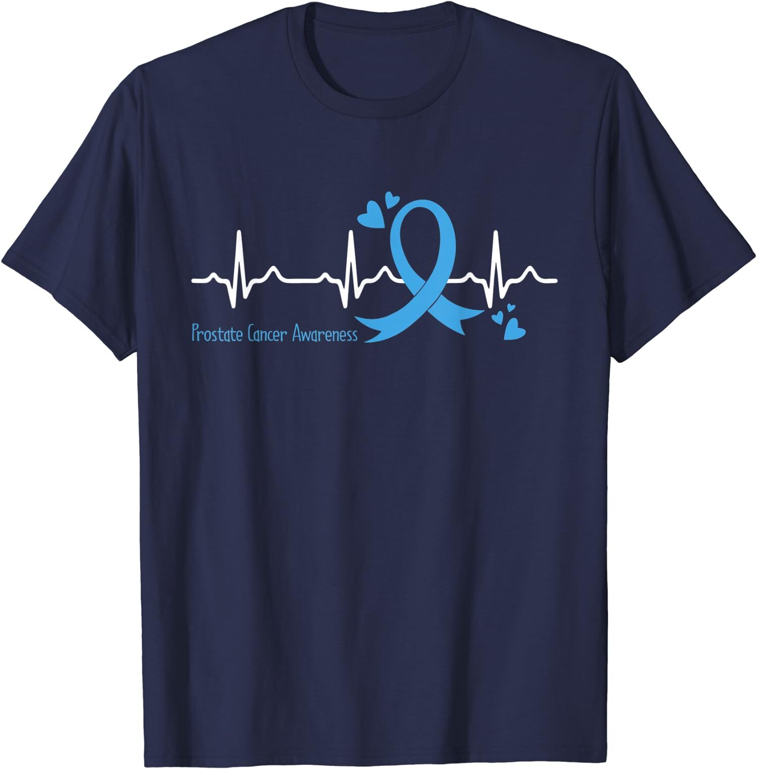 Heartbeat Light Blue Ribbon Prostate Cancer Awareness Unisex T-Shirt gallery