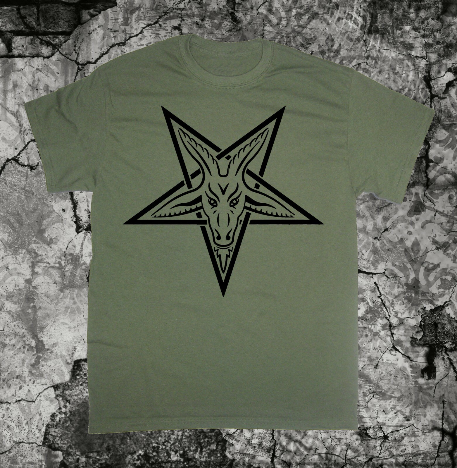 Goat's Head Shirt - Baphomet Pentagram Satan Occult Gothic Cross Leviathan sigil gallery