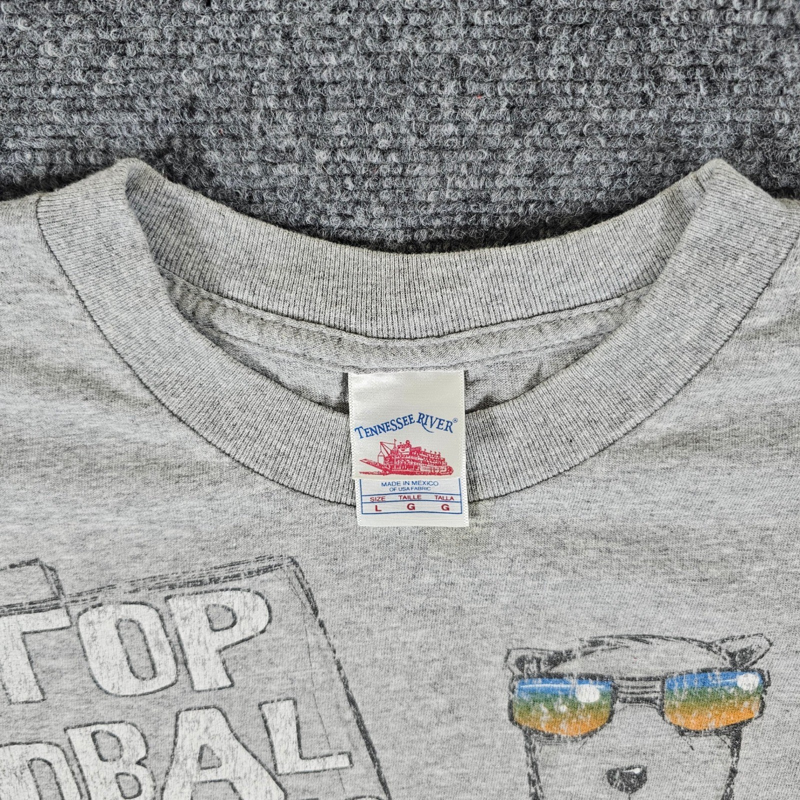 VTG Tennessee River Graphic Stop Global Warming Polar Bear Gray T Shirt Men's L gallery