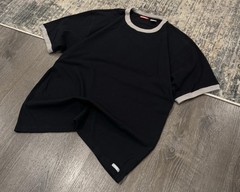 Vintage Y2K Union Bay T Shirt—Ringer Collar 100% Cotton Skater Casual Black XL