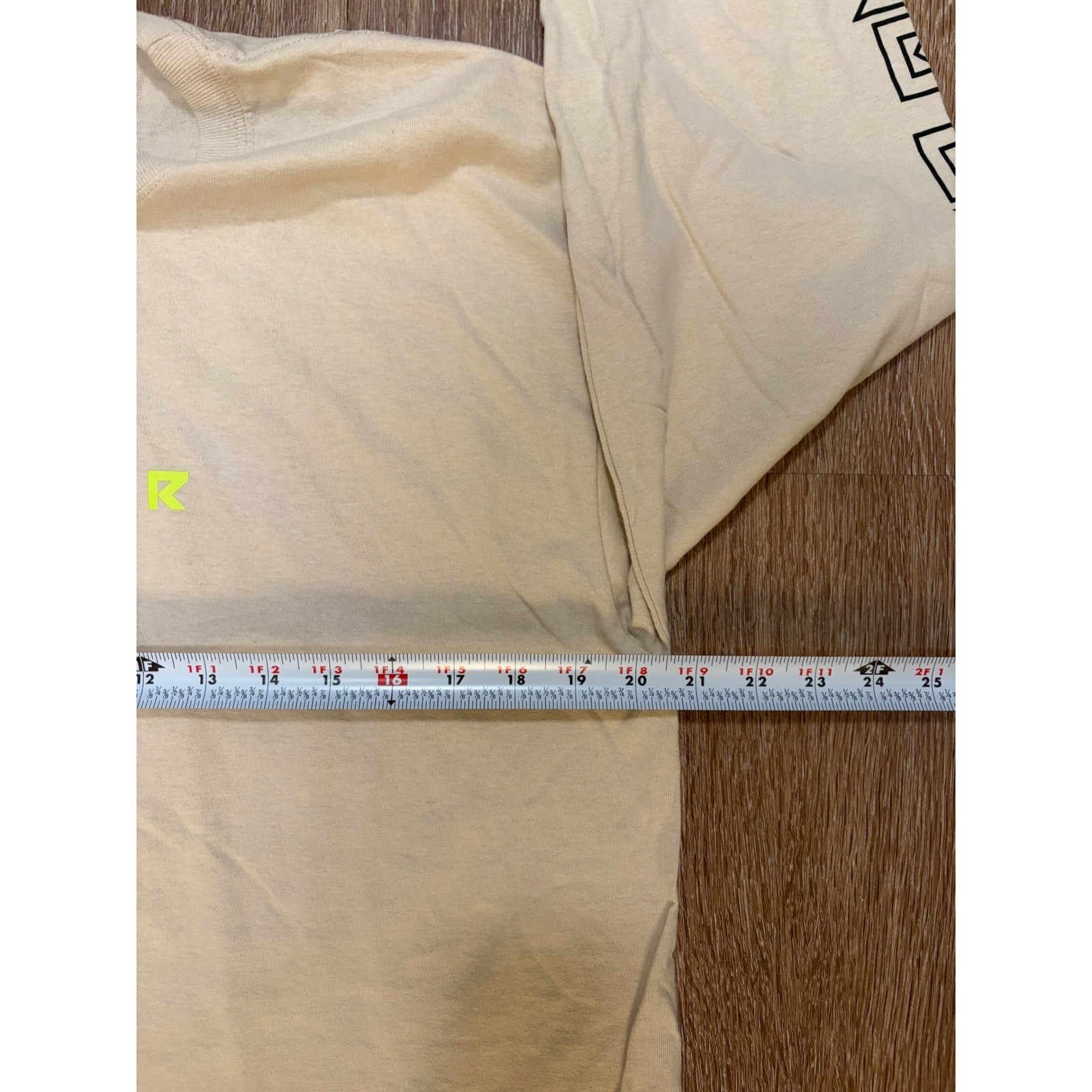 The Thread Shop Men Long Sleeve Tour Graphic T-Shirt Cream Neon Lime Large gallery