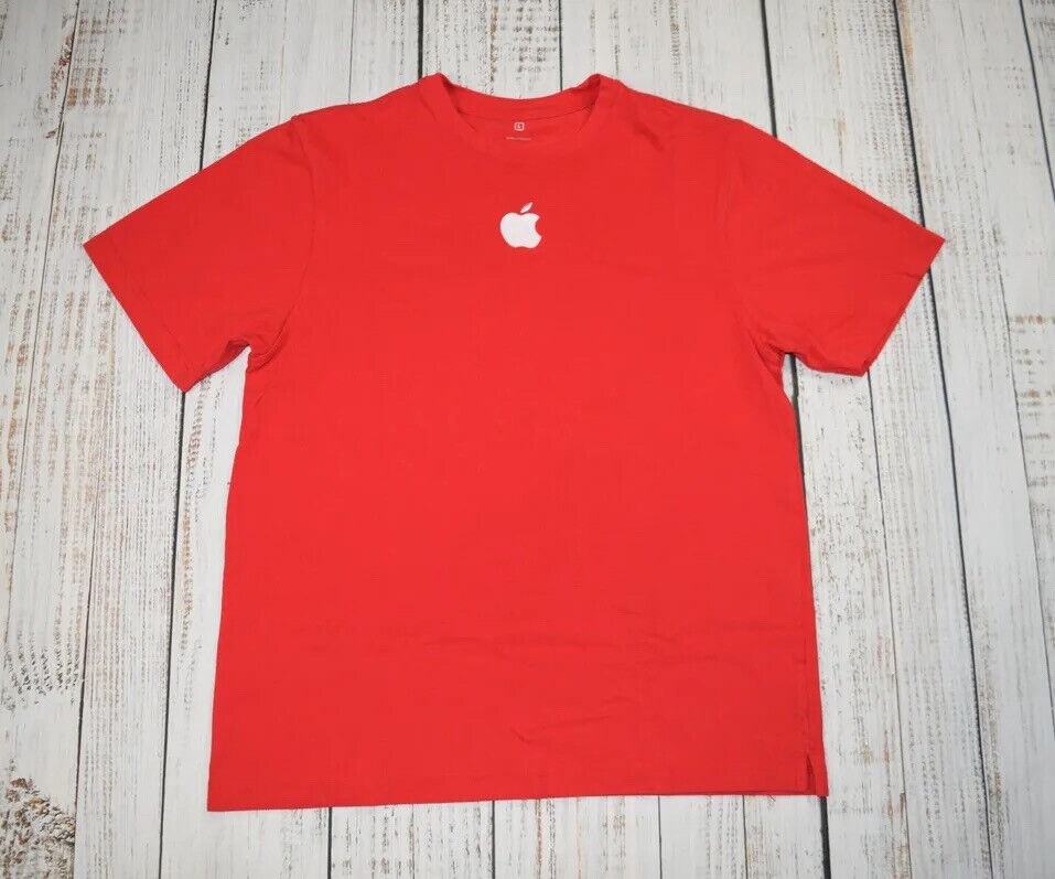 Apple Store Employee Red Unisex SHORT SLEEVE Shirt SIZE XL Embroidered Logo NEW