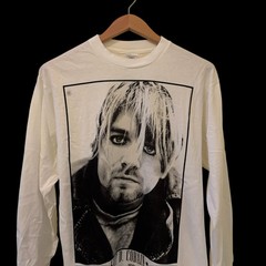 Vintage 1994 Nirvana Kurt Cobain Memorial 90s Band White RARE Sz L Shirt REPRINT