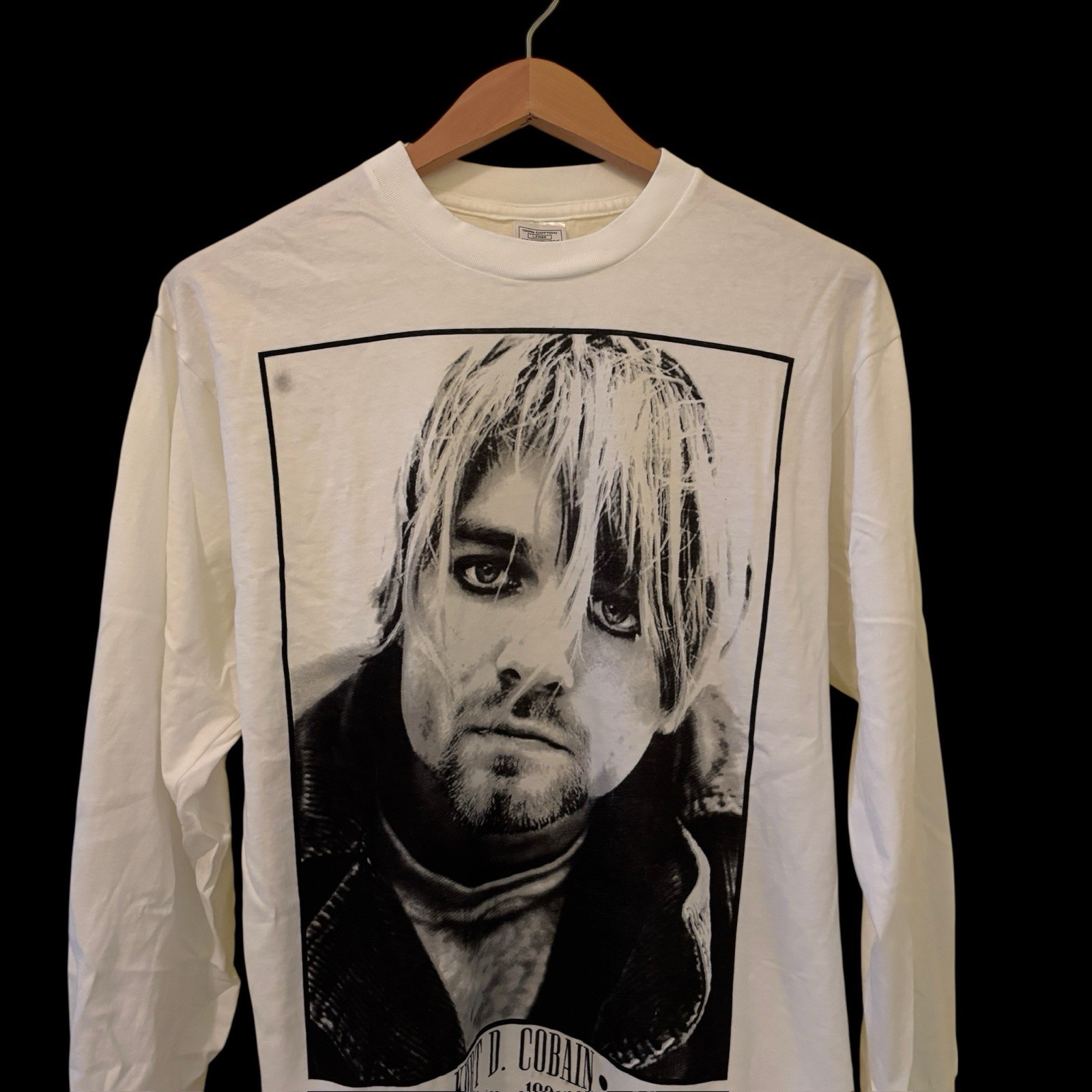 Vintage 1994 Nirvana Kurt Cobain Memorial 90s Band White RARE Sz L Shirt REPRINT gallery