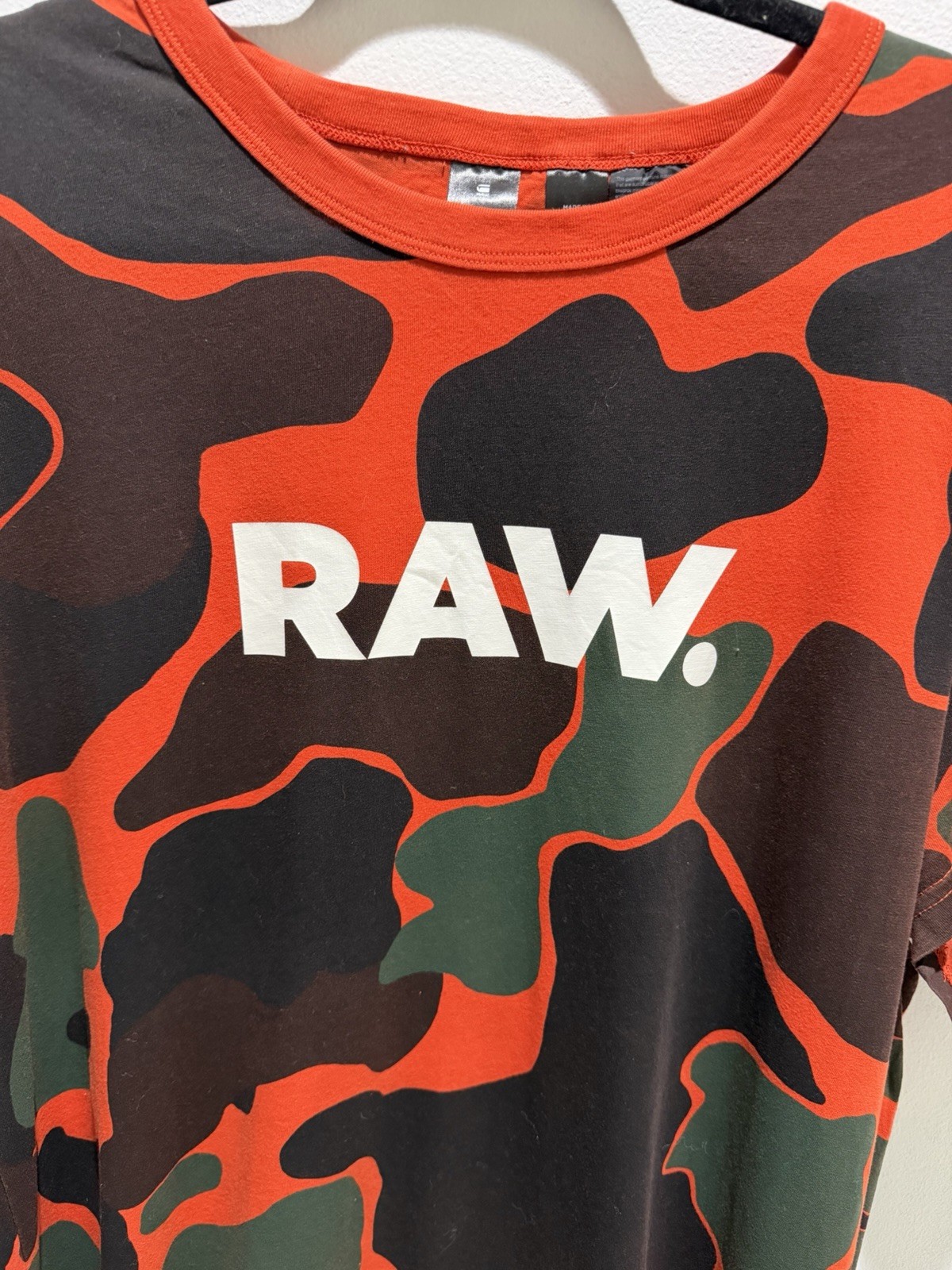G-Star RAW Men’s Camouflage Graphic T-Shirt Size L Orange Green Camo Streetwear gallery