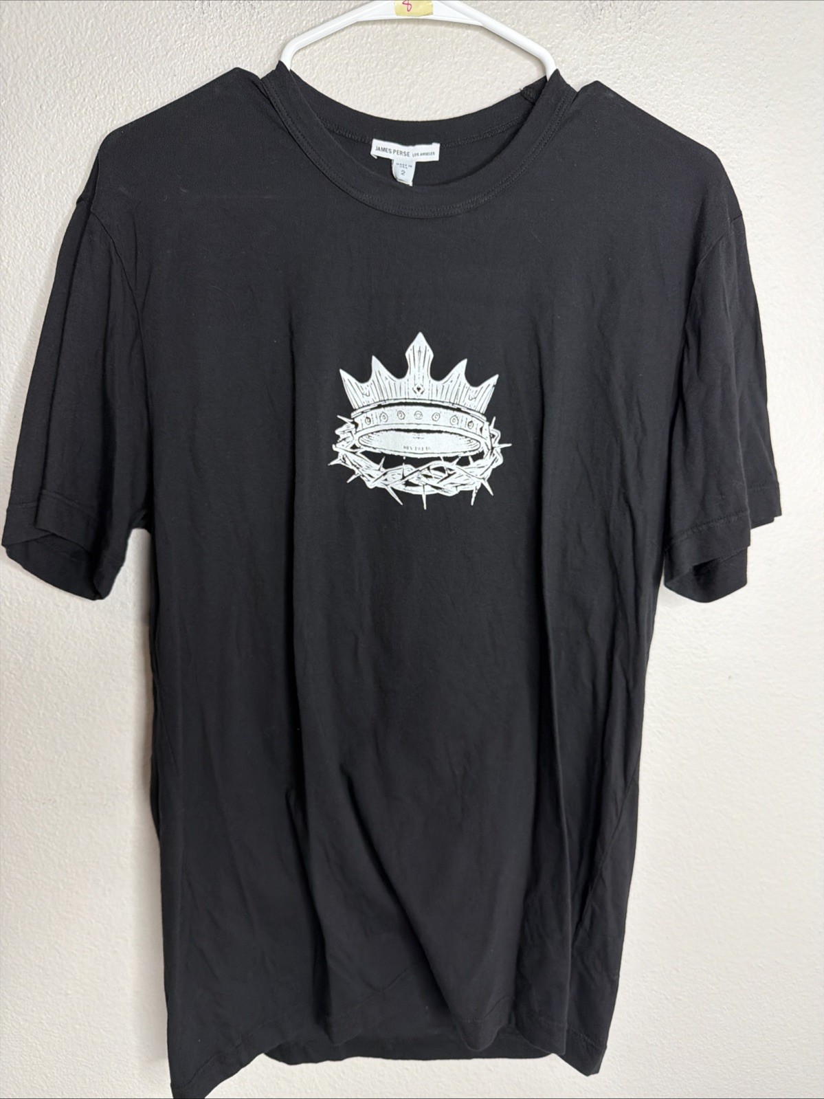 James Perse Men’s T Shirt Size 2 Black Short Sleeve Graphic Tee 100% Cotton NWT