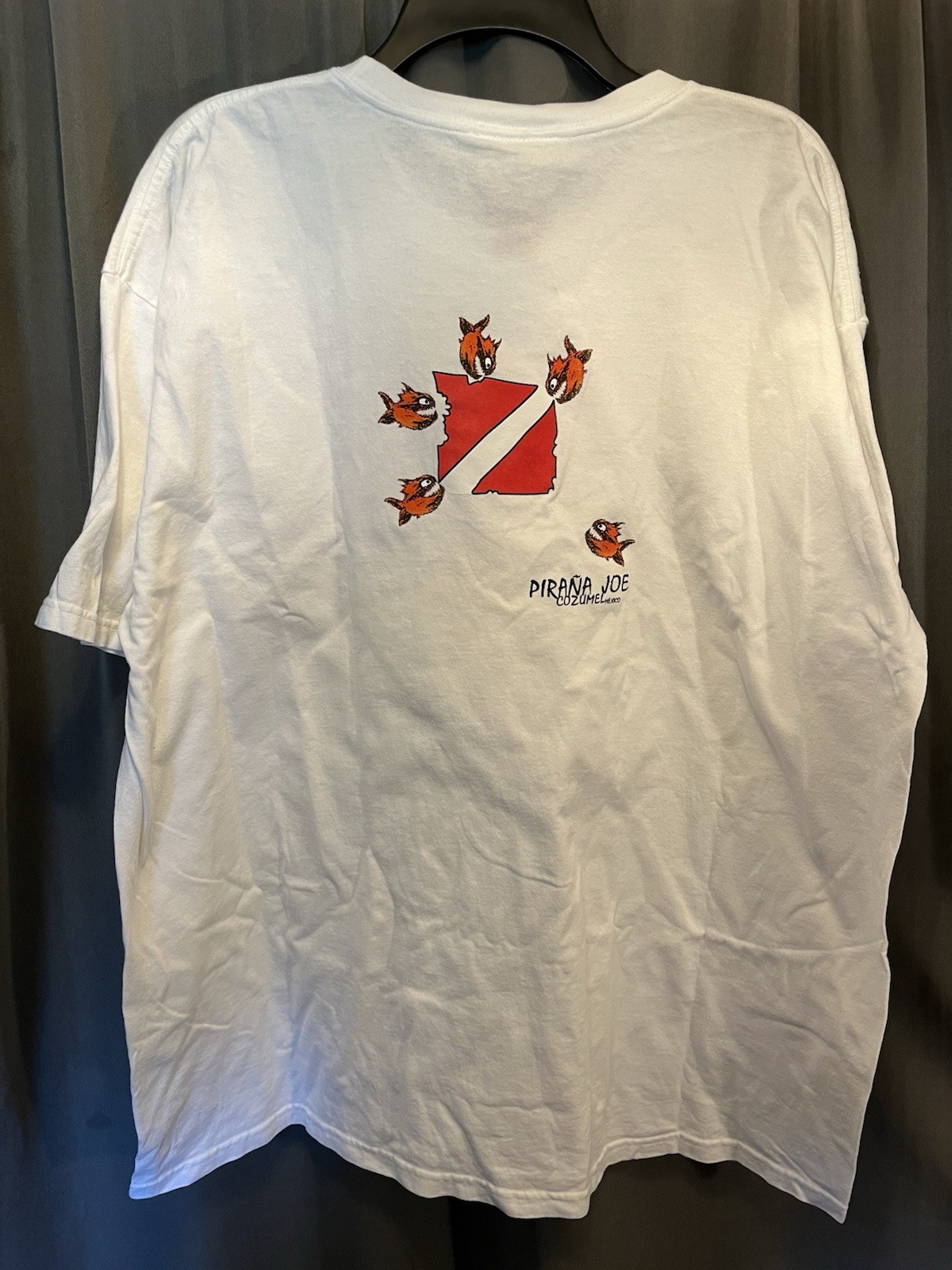 Piranha Joe Cozumel Mexico White Fish Graphic Shirt Size XXL 2XL gallery