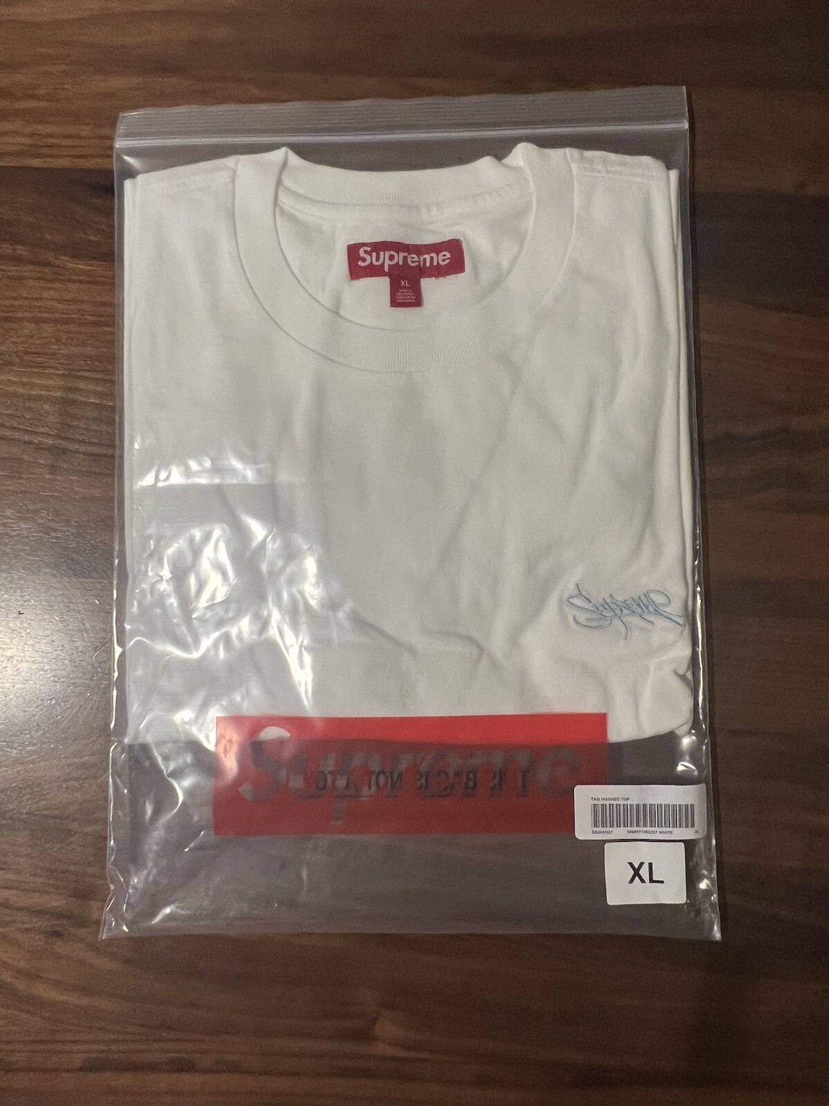 Supreme Washed Tag S/S Top White Tee SS24 T-Shirt Embroidered Logo XL gallery