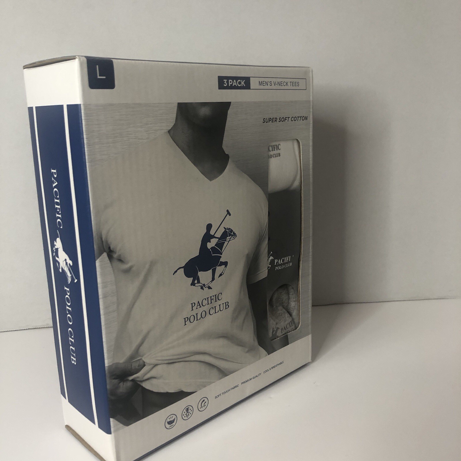 Pacific Polo Club Men’s V-Neck Tees Large Assorted Box of 3 Pack Breathable NIB gallery