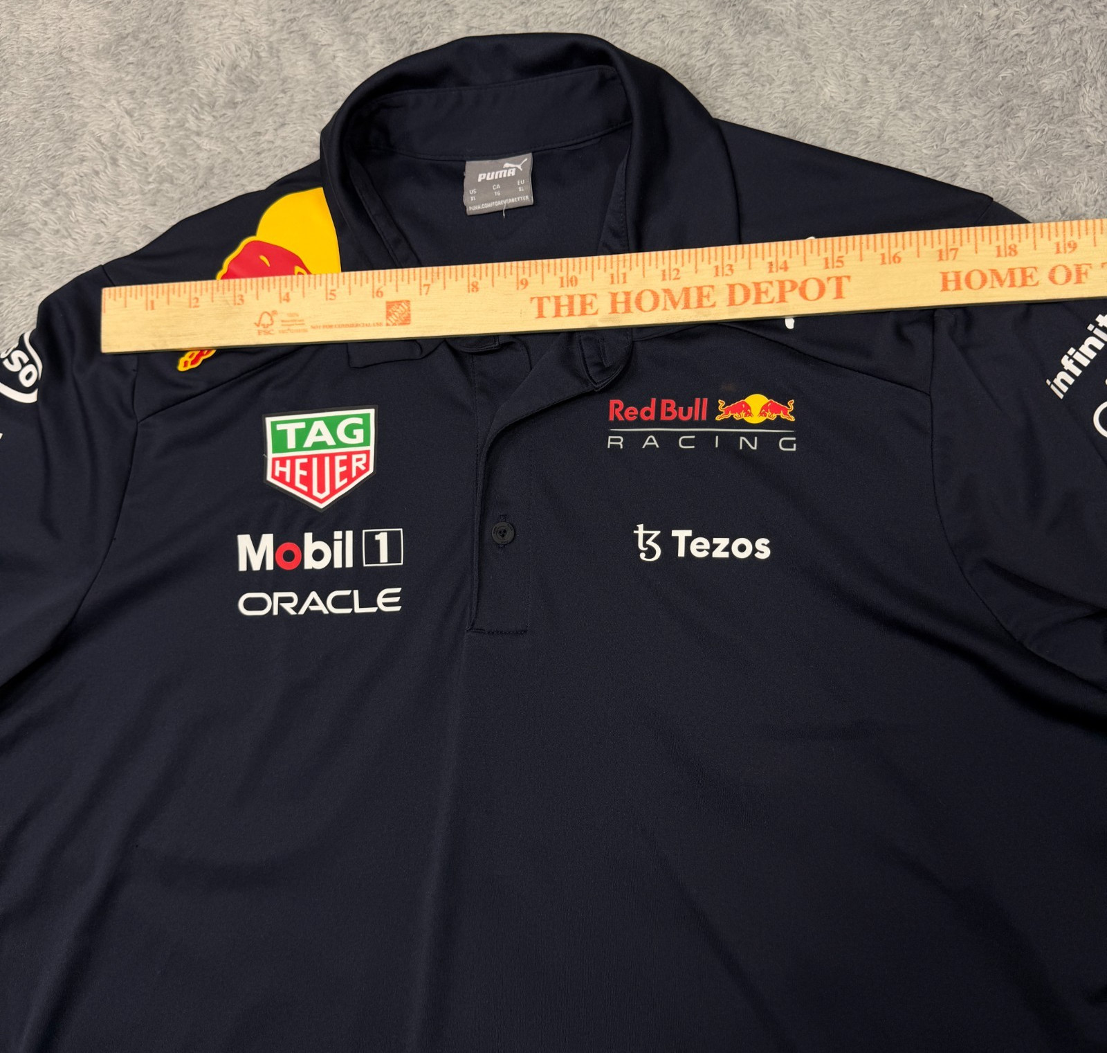 Puma Red Bull Formula 1 Racing Polo Shirt Mens XL Navy Blue Mobil 1 Tag Huer gallery