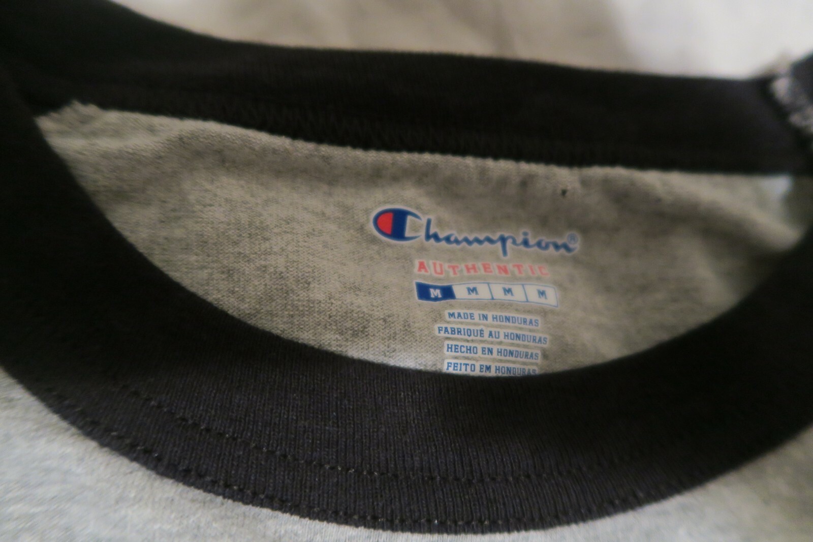 Champion Baseball Raglan Long Sleeve Tee Cotton Ribbed Uncle Maddio's Pizza Gray gallery