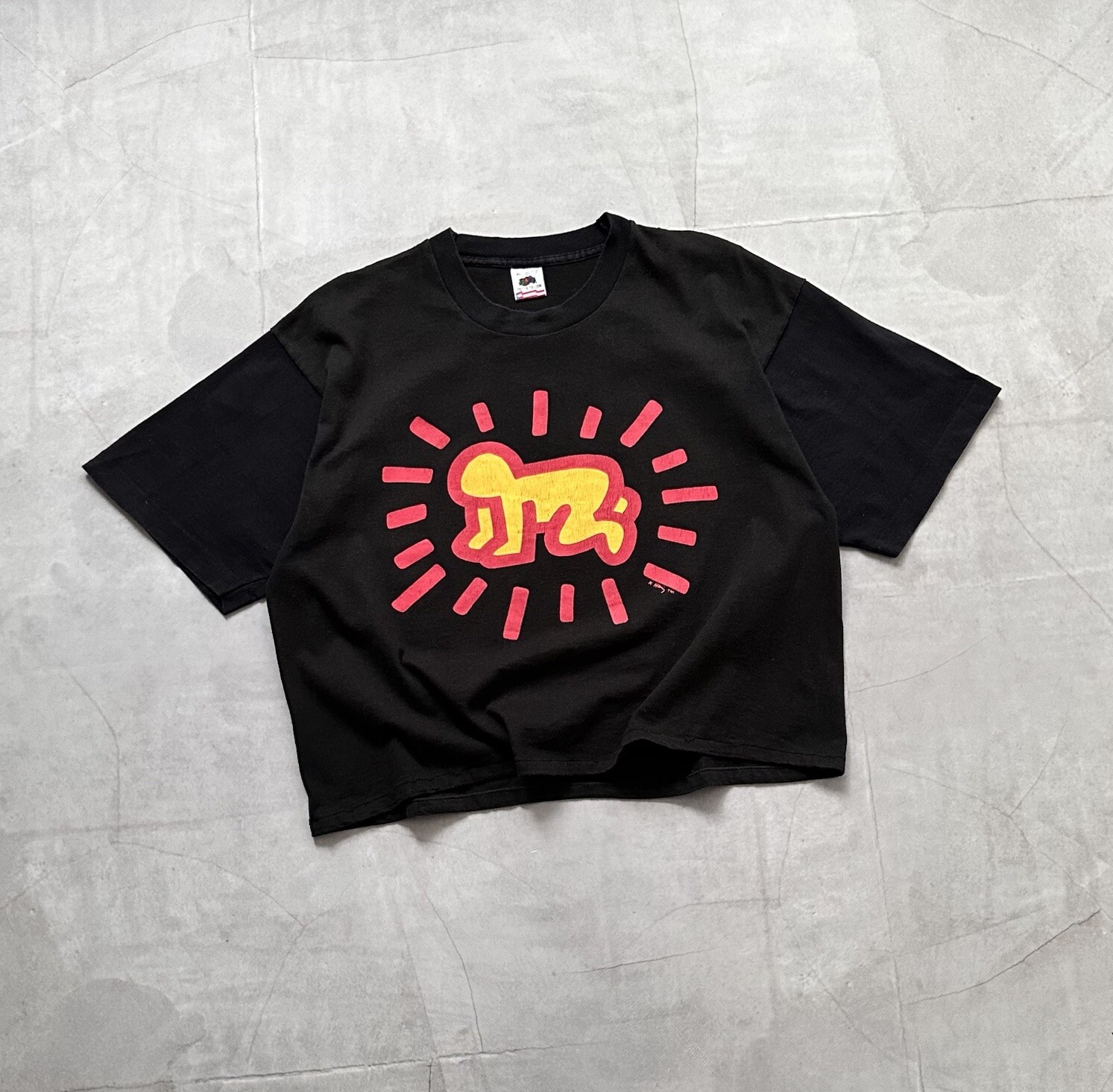 90s RARE Keith Haring Vintage Barking Dog Radiant Baby Pop Shop Art Tee T Shirt