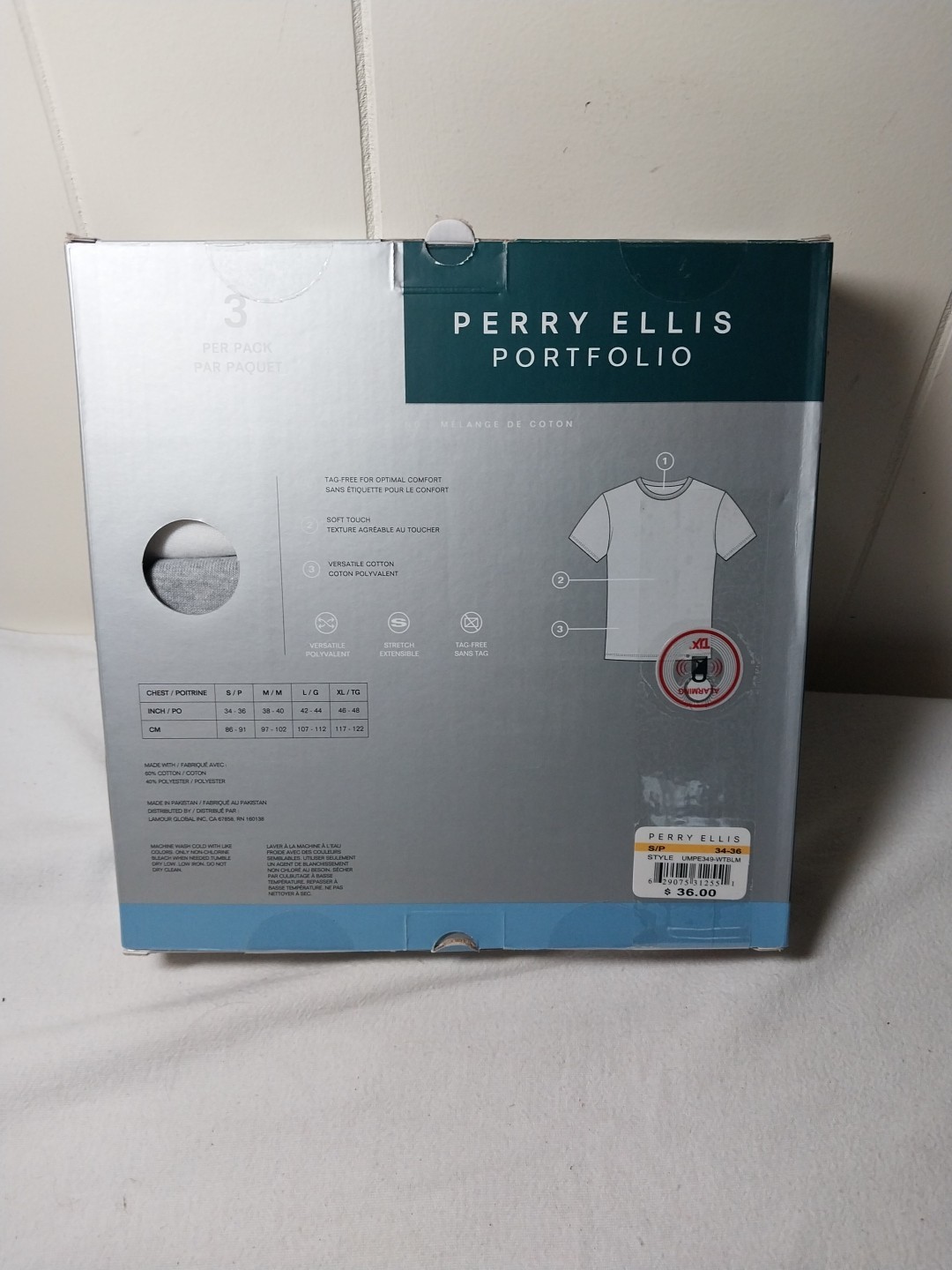 Perry Ellis Portfolio Mens 3-Pack T-Shirts Crew Neck Cotton Blend Small S gallery