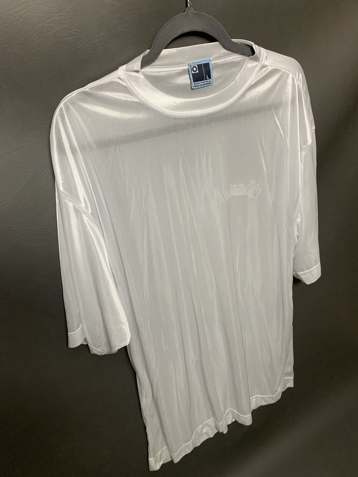 Southpole White Satin Shirt Semi-Sheer, Men's Large gallery
