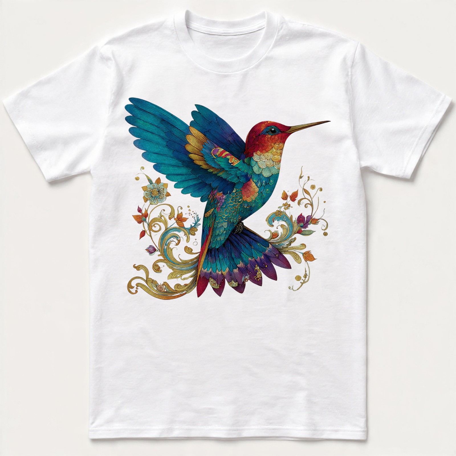 Colorful Hummingbird Nature Art T-Shirt Vintage Retro Gift Men Women Tee gallery