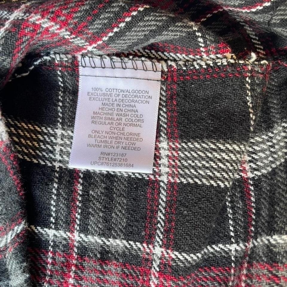 Genuine Dickies Men 100% Cotton Red Black Plaid Flannel Button Down Shirt S gallery