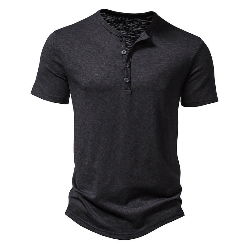 Polyester Men 2024 Brand T-Shirts Ultra-Soft Henley Slim Fit Sleeve V Neck T gallery