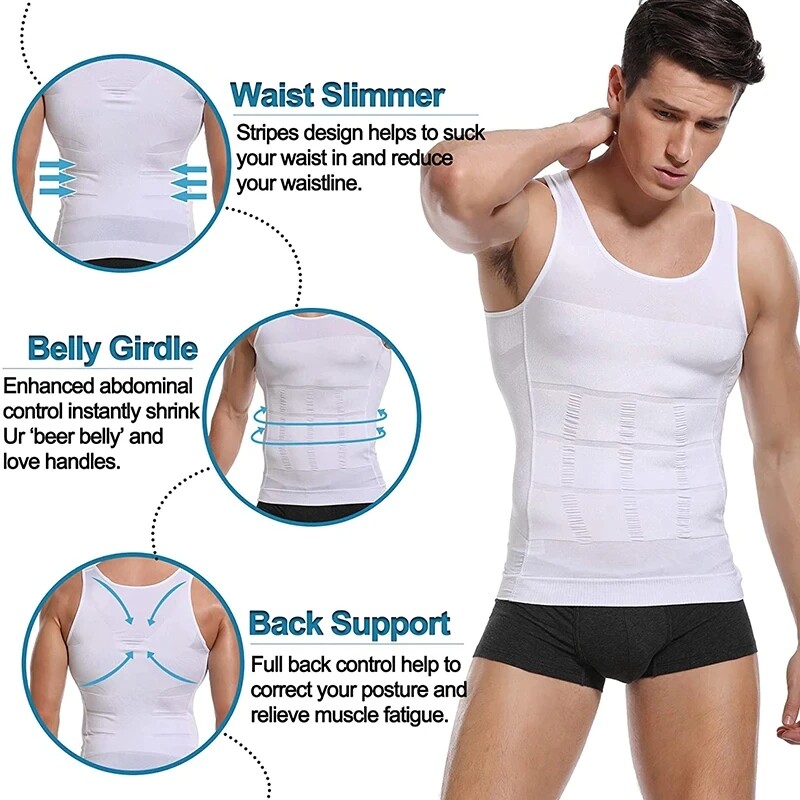 Mens Belly Compression Vest T-Shirt Slimming Body Shaper Shapewear Tank Tops gallery