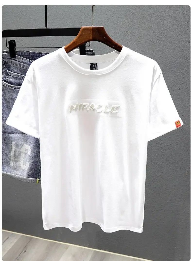 Men's Panther Embroidery Short Sleeve T-Shirt Urban Streetwear Casual Tee gallery