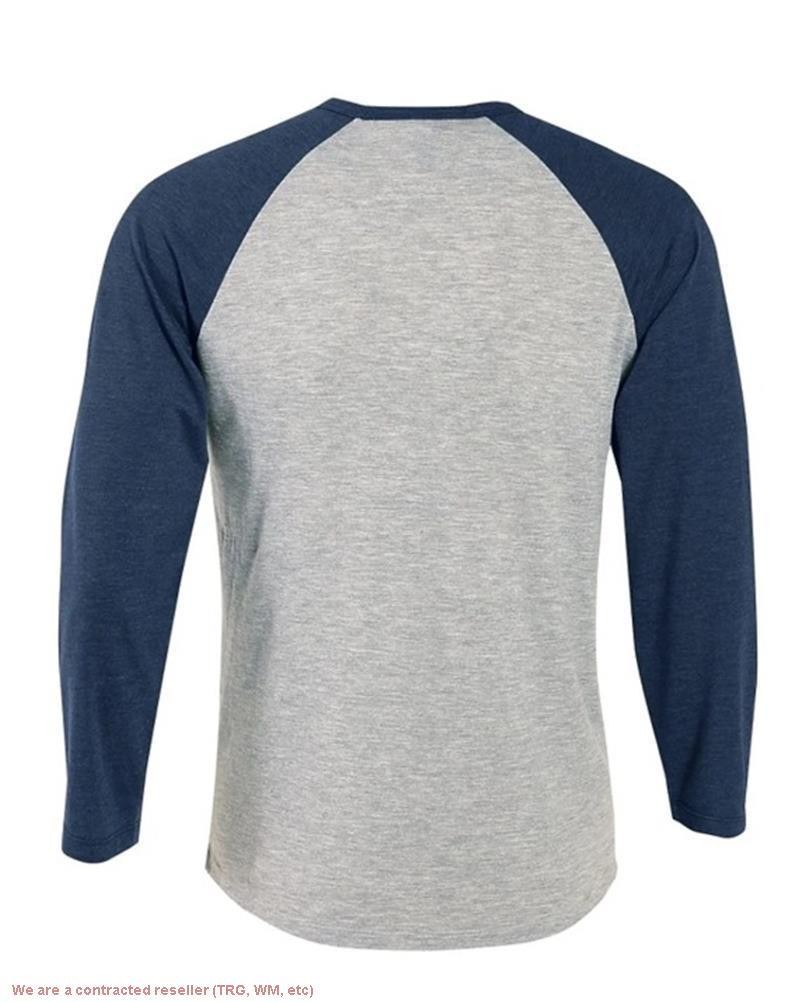 Delta Apparel P611T Men's Raglan Tee Heather Gray/Navy XL *SEE DEAL!!!* gallery