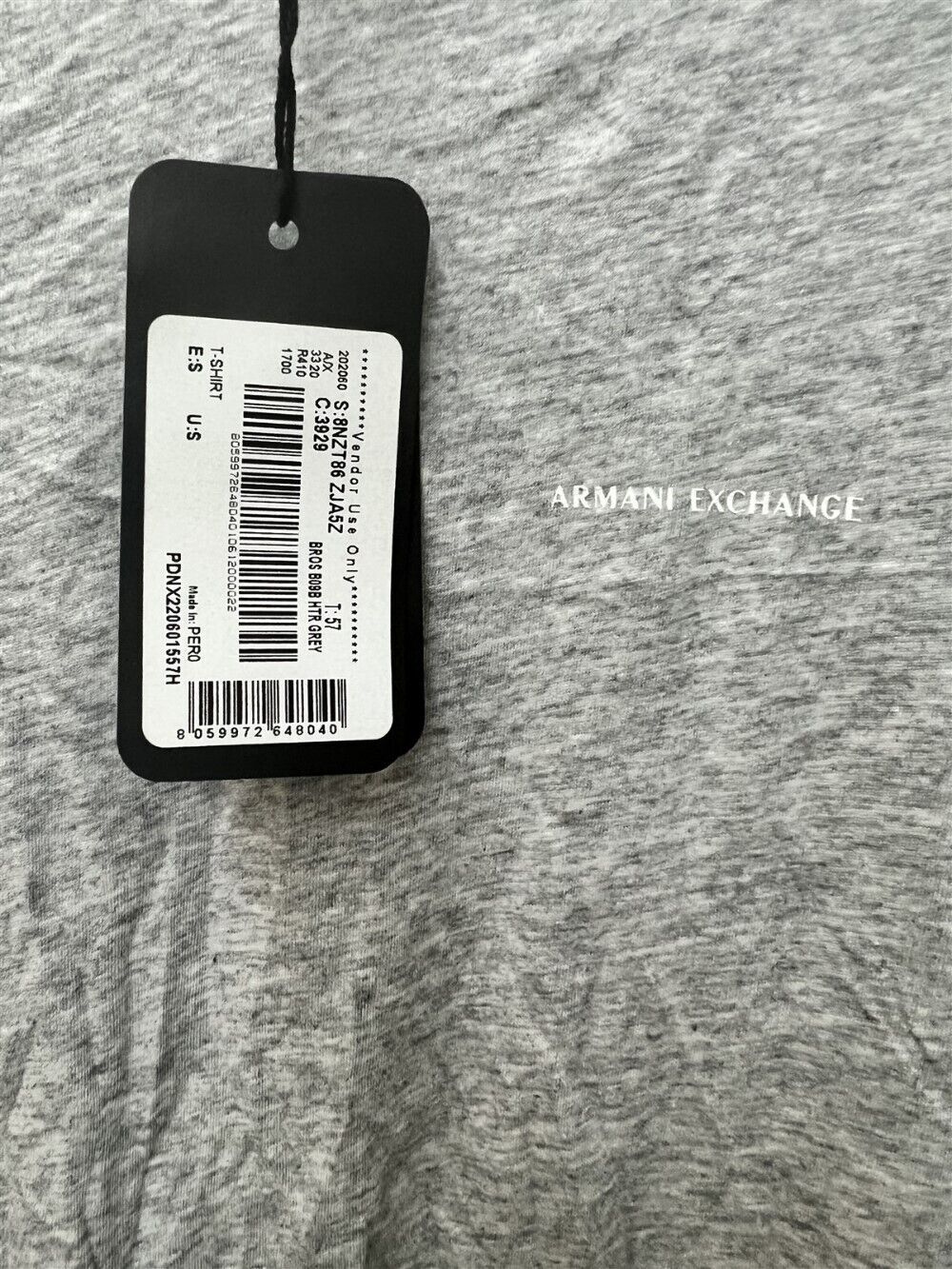 Armani Exchange A/X Corner Logo Short Sleeve Gray T-Shirt (Choose Size) gallery