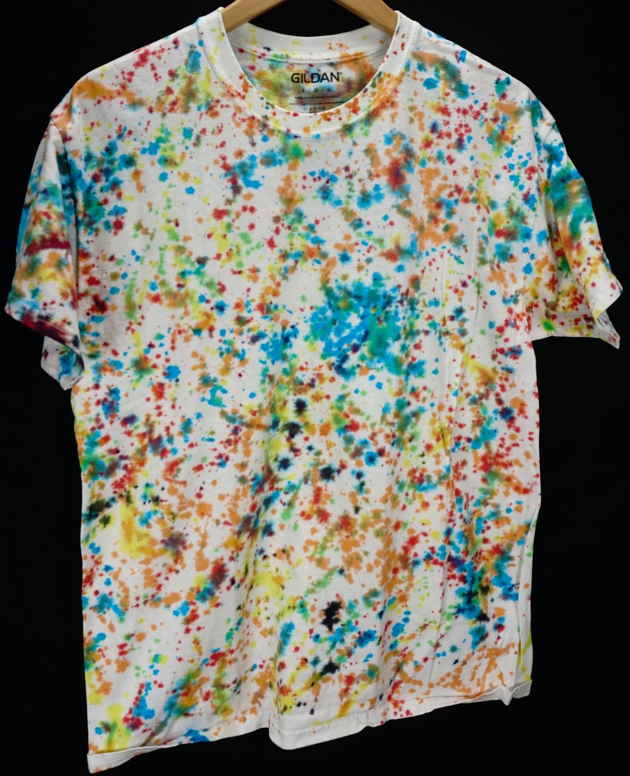 GILDAN TIE DYE DYED ICE MULTICOLOR T SHIRT TEE RAINBOW PRIMARY COLORS MENS L LG gallery