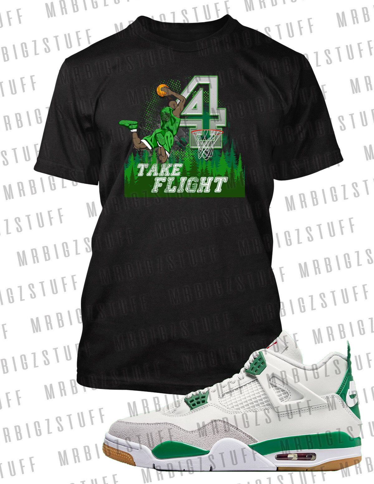 Take Flight Graphic Sneaker Tee Shirt Match J4 Pine Pro Club Shaka Big Tall