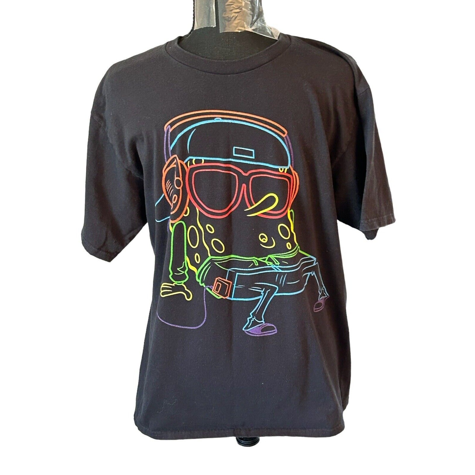 Sponge Bob Square Pants Black Shirt Medium Line Art Headphones Nickelodeon gallery