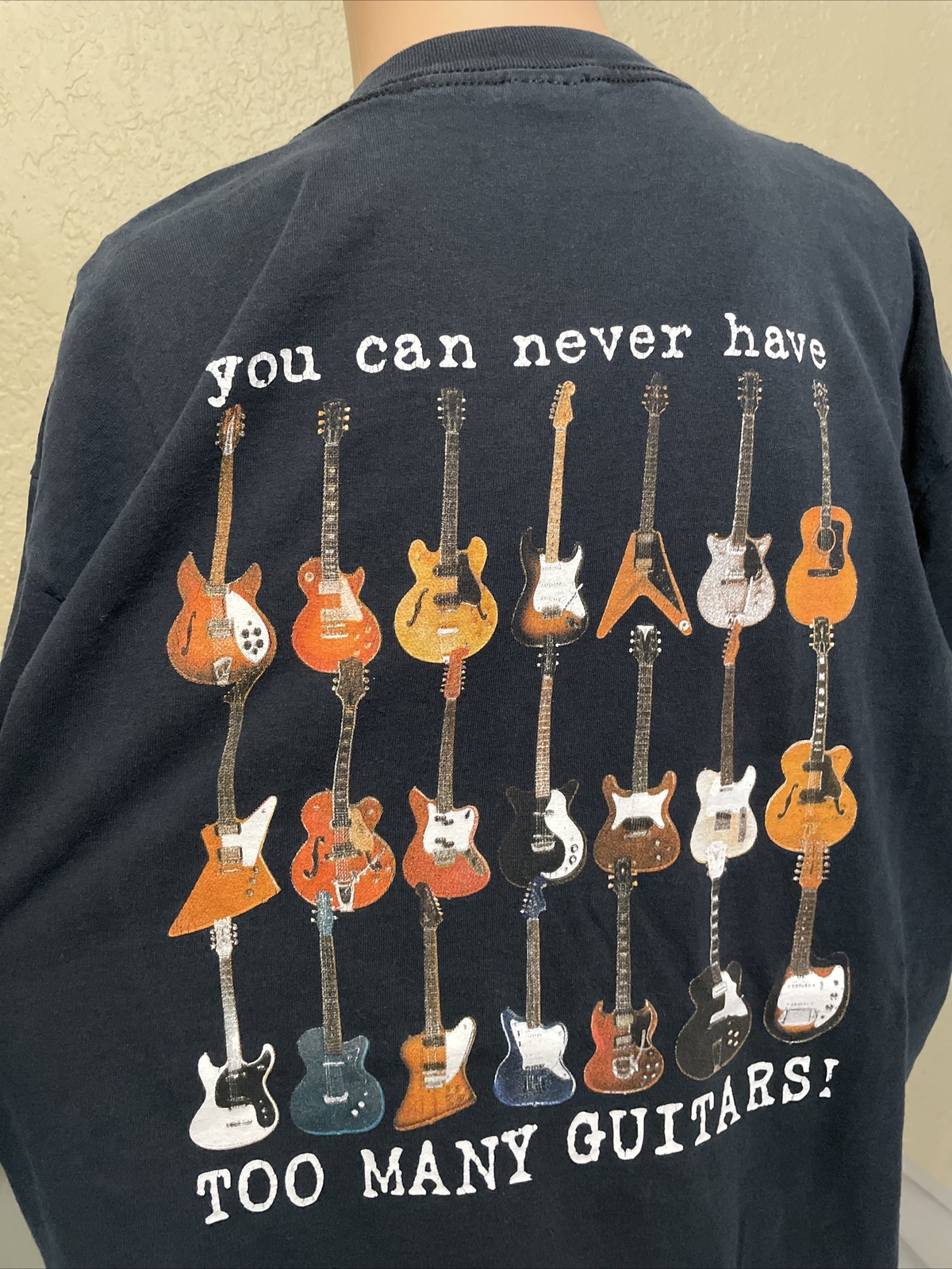 Vintage 90’s You Can Never Have Too Many Guitars Black Shirt Size XL gallery