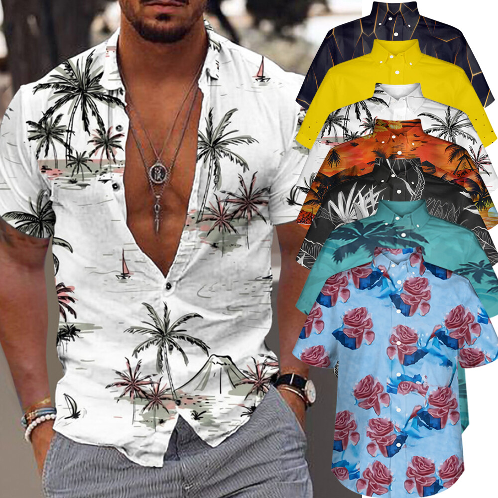 Hawaiian Shirts Men's Aloha Summer Casual Beach Button-Down Cruise Holiday Party gallery