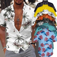 Hawaiian Shirts Men Tropic Summer Casual Beach Button Down Cruise Holiday Party
