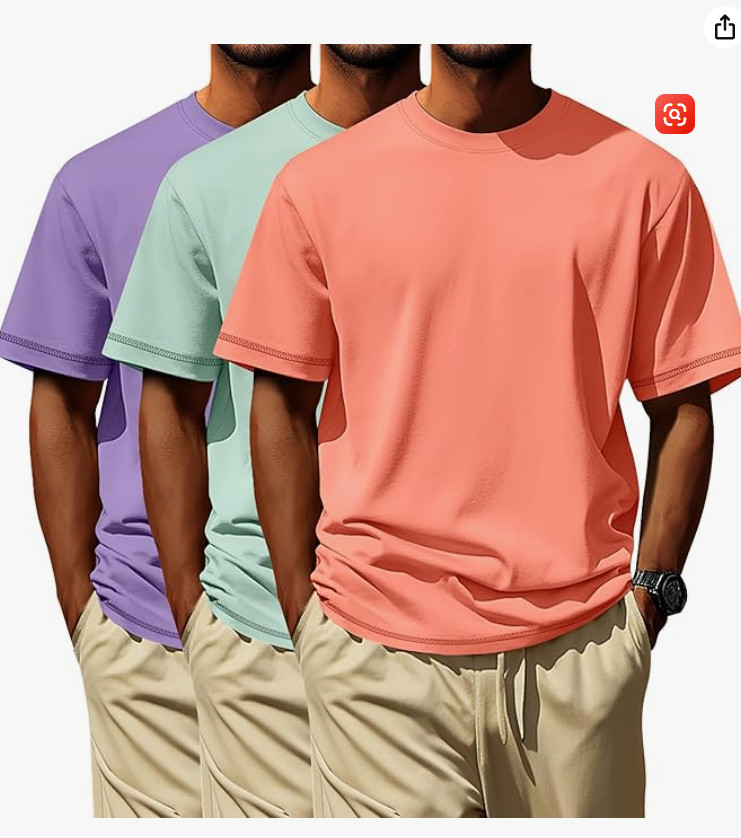 Neer 3 Pack Big and Tall Shirts for Men L-7xl, Short Sleeve Men Crewneck Tops Lo