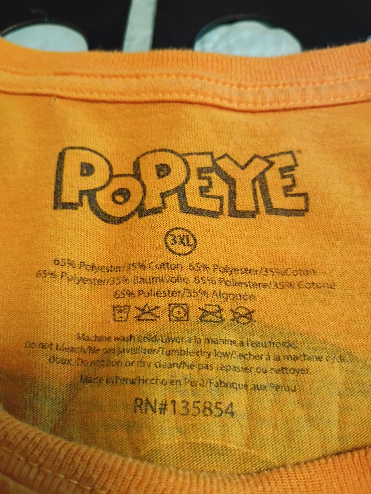 Popeye The Sailor Man Dual Graphic Cartoon Classic T-Shirt Orange 3XL gallery