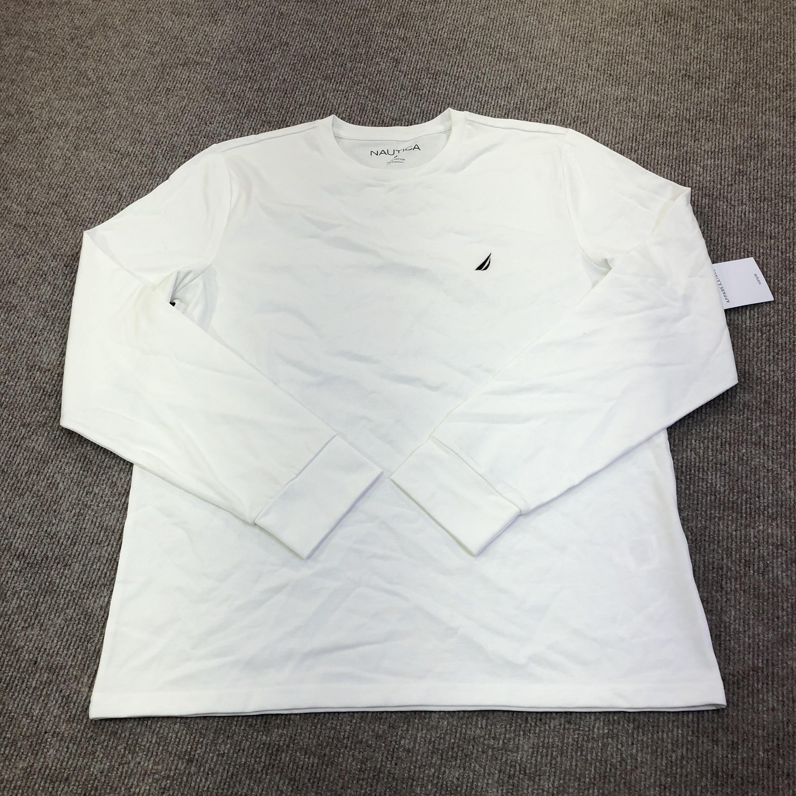 Nautica Shirt Mens Medium White Long Sleeve Logo Graphic Tee Tagless Nautical gallery