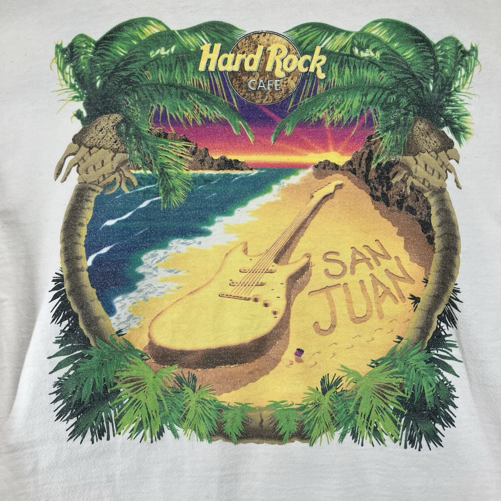 Vintage 90s Hard Rock Cafe San Juan Puerto Rico Souvenir USA Large HEAVY TEE gallery