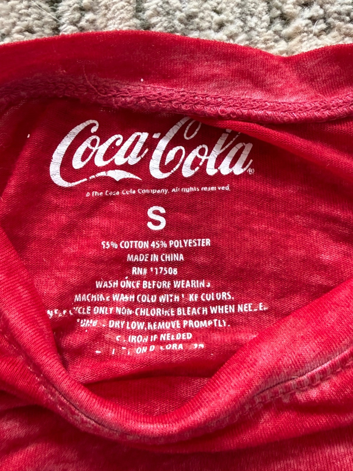 Vintage Style Coca-Cola Logo Red Semi Sheer Size: Small T-shirt Faded Distressed gallery
