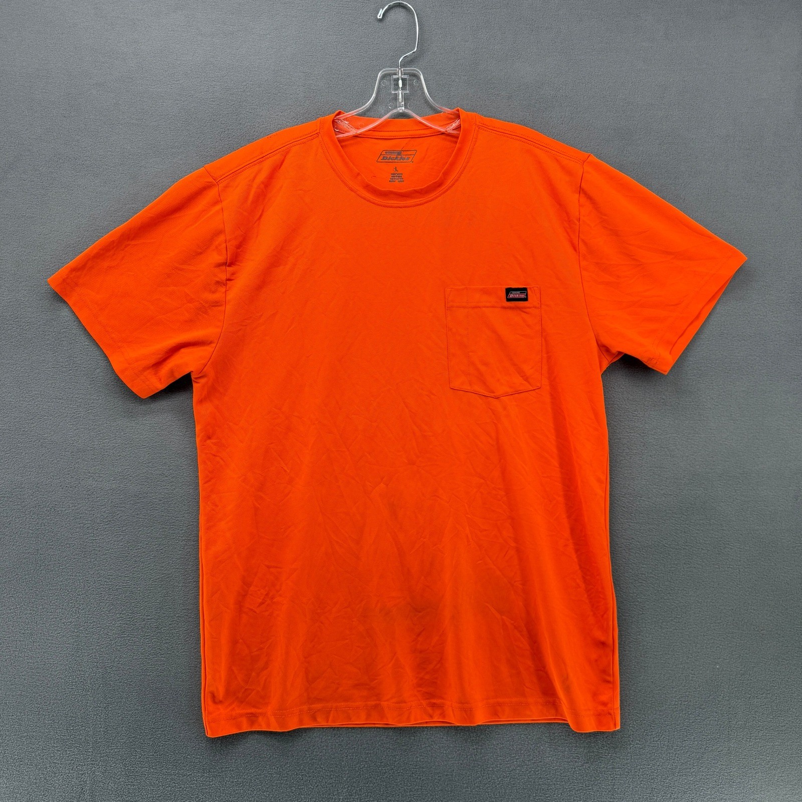 Genuine Dickies Mens Performance Pocket T-Shirt Safety Orange Large Mesh Tee