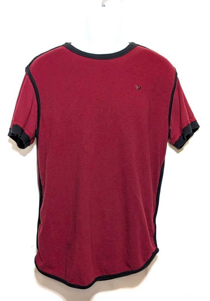 True Religion Red Black Contrast Trim Logo Back Graphic T Shirt Large Streetwear
