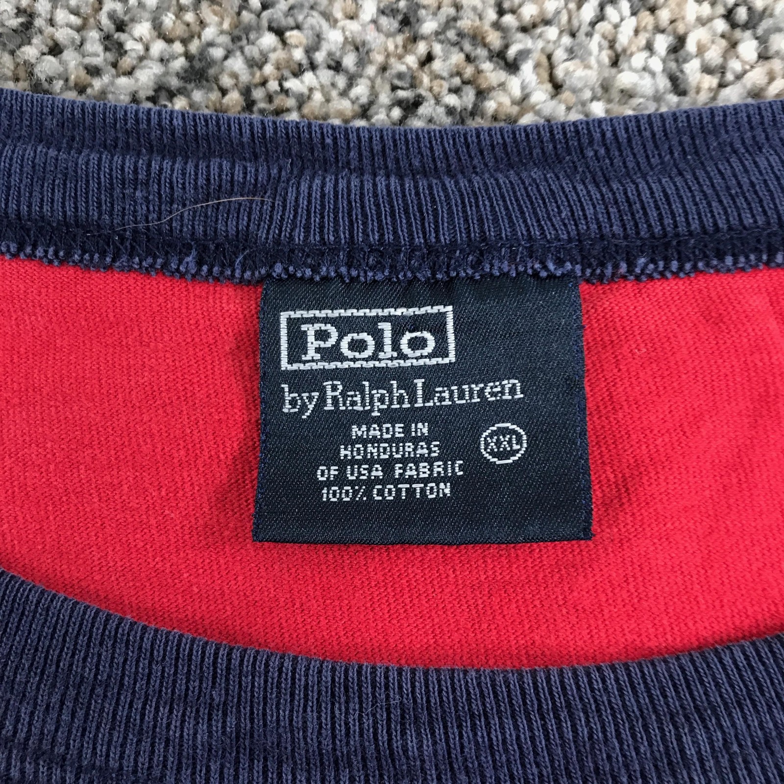 Vintage Polo By Ralph Lauren T Shirt Mens 2XL Red Navy Raglan Long Sleeve Tee gallery